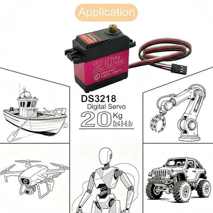 20KG DS3218 Digital Servo 270 Degree Waterproof Full Metal Gear with 25T Servo Arm for 1/8 1/10 RC Car Mechanical Arm Fittings Boat - style: 20kg（270°）