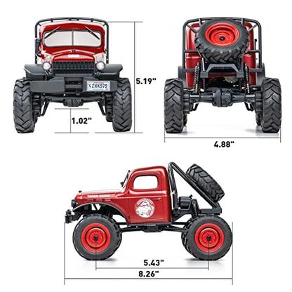 BEEZRC FMS 1/24 RC Crawler FCX24S Power Wagon S RTR, 4WD Off-Road Mini Rock Crawler Remote Control Car, 2.4GHz Hobby Grade Electric RC Truck, Hobby rc Crawlers for Adults (Red) - color: Red