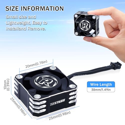 25mm RC Cooling Fan 32000RPM RC Car Fan 8.4V ESC Fan Heat Dissipation for 1/10, 1/8, 1/12 Scale RC Car ESC (Black Silver) - color: Black Silver