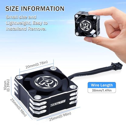 25mm RC Cooling Fan 32000RPM RC Car Fan 8.4V ESC Fan Heat Dissipation for 1/10, 1/8, 1/12 Scale RC Car ESC (Black Silver) - color: Black Silver