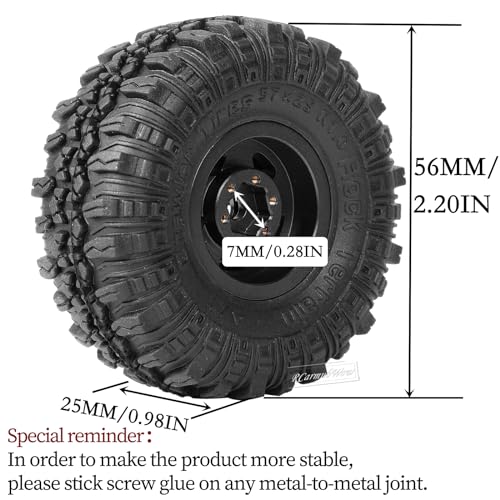 1.0in Beadlock RC Wheels and Tires for 1/18 Trx4m,1/24 SCX24 RC Crawler Car,1.0 Beadlock Rims & 1.0 Beadlock Tires,Brass Wheels Soft Sticky Rubber Tires,4PCS(Style B)