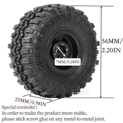 1.0in Beadlock RC Wheels and Tires for 1/18 Trx4m,1/24 SCX24 RC Crawler Car,1.0 Beadlock Rims & 1.0 Beadlock Tires,Brass Wheels Soft Sticky Rubber Tires,4PCS(Style B)
