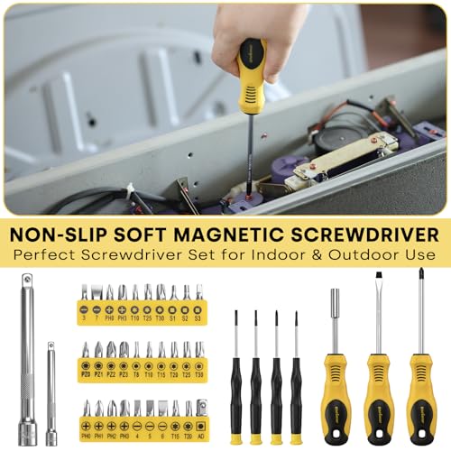 Enventor 419 PCS Home Tool Kit for DIY Repair, Home Maintenance with Drawer | General Home Auto Repair Tool Set Toolbox 3-Layer Organized Storage for Handyman, Homeowner