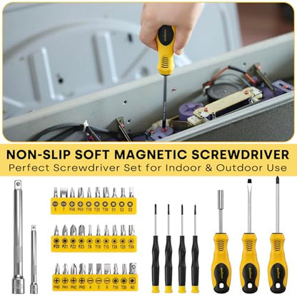Enventor 419 PCS Home Tool Kit for DIY Repair, Home Maintenance with Drawer | General Home Auto Repair Tool Set Toolbox 3-Layer Organized Storage for Handyman, Homeowner