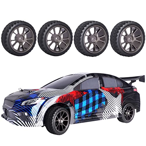 GoHooby 2.55in Rubber Tires&12mm Hex Wheel Rims Pre-Mounted Set, Compatible with Traxxas Tamiya 1/10 RC On-Road Touring Car (Color 1) - color: Color 1
