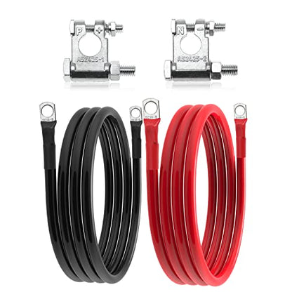 6 AWG Battery Cable 6 Gauge Battery Wires with 5/16 terminals Power Inverter Cables for Solar Boat Marine RV Car (5FT, with 3/8"+5/16" Top Post Set) - size: with 3/8"+5/16" Top Post Set, style: 5FT
