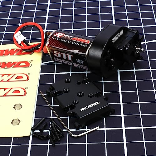 RCAWD Barrage 51T 180 Motor Metal Gearbox Combo Transmission Set for 1/24 ECX Barrage RGT FTX 1/24 Series Upgrades Part Black - color: Black
