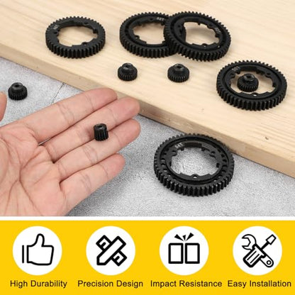 MECCANIXITY 48P Hardened Steel Pinion Gear, 16T 3.175mm Shaft Metal Motor Gear with Hex Key for RC Brushless Brush Motor Model Car Replace(Black) - size: 16T