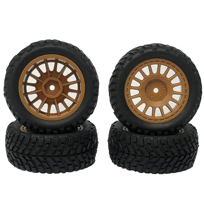 4PCS 75mm Rubber Tyres Tires with Foam Inserts and Plastic Wheel Rims 12mm Hex for 1/10 On-Road RC Drift Touring Car 1/14 1/16 1/18 Rally Car(Brown) - color: Brown