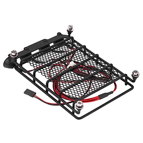 RC Roof Rack Luggage Carrier, Metal Middle Size Roof Rack with 4 Round LED Lights for Axial SCX10 1/10 Scale RC Crawler, Scalable Kayak Rack for Outdoor Adventure Truck - size: 2 white 2 red