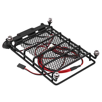 RC Roof Rack Luggage Carrier, Metal Middle Size Roof Rack with 4 Round LED Lights for Axial SCX10 1/10 Scale RC Crawler, Scalable Kayak Rack for Outdoor Adventure Truck - size: 2 white 2 red