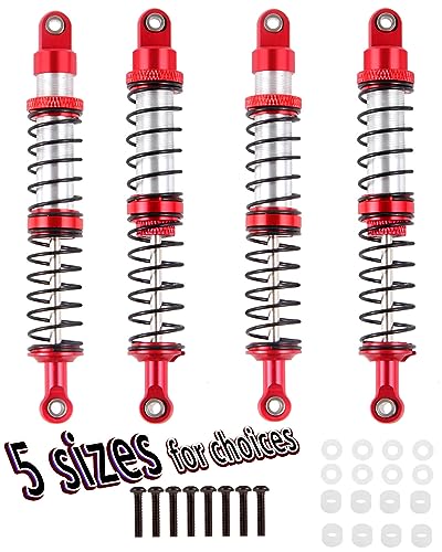 100mm Front Rear Shocks Absorber Damper Upgrades for 1/10 RC Hobby Cars,4PCS 7075 Aluminum Full Metal RC Shocks Absorber,Red - size: 100 MM (3.94 in)