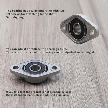 Pillow Block Bearing 4Pcs, 5/16" (8mm) ID Mounted Pillow Block Bearings, Zinc Alloy Steel Mounted Flange Bearing, Self Alignment, KFL08 - size: 5/16"(KFL08)