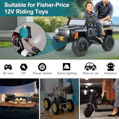 Power Adapter Wheels for Makita 18V LXT Battery with Wire Harness Connector and Fuse Holder Compatible for Fisher-Price 12 Volt Power Battery Wheels Kids Ride-on Toy, 12AWG Wire with 40A Fuse - color: black