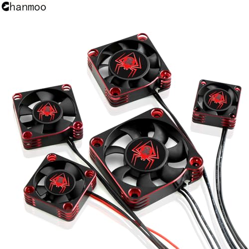 RC Car Metal Motor Cooling Fan 25mm 30mm 35mm 40mm 50mm RC Heatsink 28000RPM ESC Cooling Fans Red-Black Fit for 1/8 1/10 1/12 Scale RC Car 540 550 Brushless OR Brushed Motors (35mm) - size: 35mm