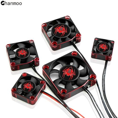 RC Car Metal Motor Cooling Fan 25mm 30mm 35mm 40mm 50mm RC Heatsink 28000RPM ESC Cooling Fans Red-Black Fit for 1/8 1/10 1/12 Scale RC Car 540 550 Brushless OR Brushed Motors (35mm) - size: 35mm