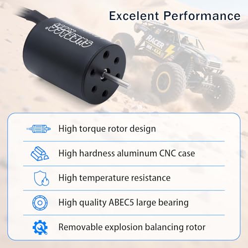 SurpassHobby 2430 5800KV Brushless Motor High Speed Waterproof Shaft 2mm Motor and for 1/16 1/18 Remote Control Cars Trucks Off-Road Vehicle - size: 5800kv, style: 2430 Motor
