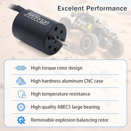 SurpassHobby 2430 5800KV Brushless Motor High Speed Waterproof Shaft 2mm Motor and for 1/16 1/18 Remote Control Cars Trucks Off-Road Vehicle - size: 5800kv, style: 2430 Motor