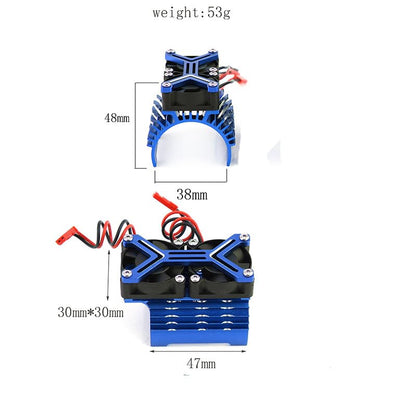4068 4074 4082 4268 4274 Motor Heat Sink 30mm Dual Cooling Fan 40-42Mm Motor for 1/8 1/7 Arrma Typhon 6S Kraton 6S Felony Mojave Upgrades Parts(Red)