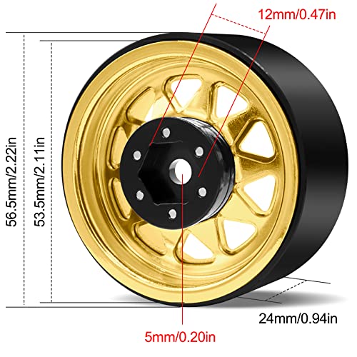 OGRC 1.9" Beadlock Wheels for SCX10 TRX4 VS4-10 Gen8 MST CFX 1/10 Crawler | Offset -8.9mm, Aluminum, 12mm Hex, for for TRX4 SCX10 Redcat GEN7 GEN8 RC4WD D90 Crawler, Yellow - color: Yellow