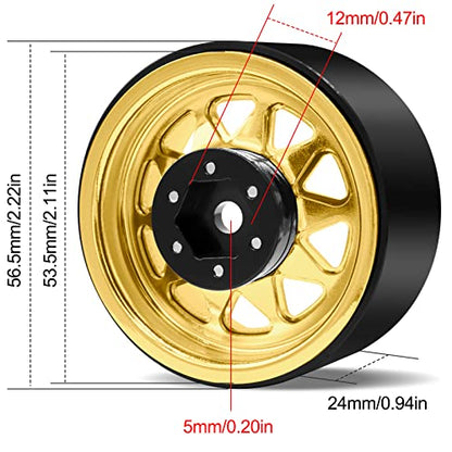 OGRC 1.9" Beadlock Wheels for SCX10 TRX4 VS4-10 Gen8 MST CFX 1/10 Crawler | Offset -8.9mm, Aluminum, 12mm Hex, for for TRX4 SCX10 Redcat GEN7 GEN8 RC4WD D90 Crawler, Yellow - color: Yellow