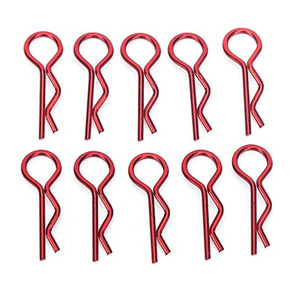 Qiilu Durable RC Body Clips for 1/5 1/6 /8 /10 RC Car - 10Pcs Metal Shell Clip Pins, Teardropshaped Pull Tabs (Red) - color: Red