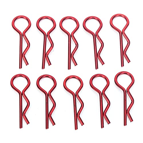 Qiilu Durable RC Body Clips for 1/5 1/6 /8 /10 RC Car - 10Pcs Metal Shell Clip Pins, Teardropshaped Pull Tabs (Red) - color: Red