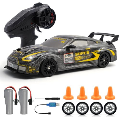 RC Drift Car, 1:24 Scale Remote Control Cars Vehicle for Kids, 2.4GHz 20KM/H 4WD High Speed RC Cars with LED Light Two Batteries & Drifting Tires Racing Sport Toy Car for Adults Boys Girls ZG02-Yellow - style: ZG02-Yellow