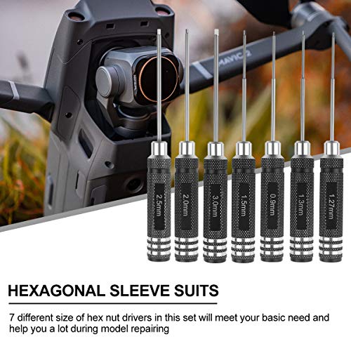 Rc Tool Kit, Hex Screw Driver Set, Screwdriver Bit Set, for Traxxas Rc Car | Screwdriver Kit 0.9mm, 1.27mm, 1.3mm, 1.5mm, 2.0mm, 2.5mm, 3.0mm, Key Driver Repair Tools, for Rc Car Traxxas Helicopter 7pcs