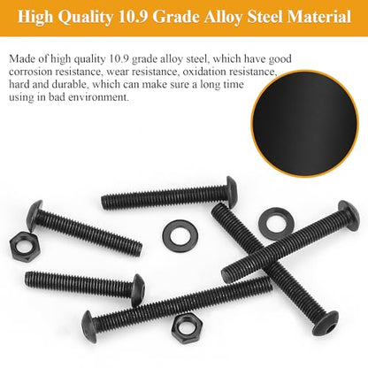 105 Pieces M5 x 30/35/40/45/50mm Button Head Socket Cap Screws Nuts Washers Set Black, Sutemribor M5 Long Screws, M5 Black Screws Nuts Washers Assortment Kit, 10.9 Grade Alloy Steel, Fully Threaded - size: M5 x 30-50mm, style: Button Head