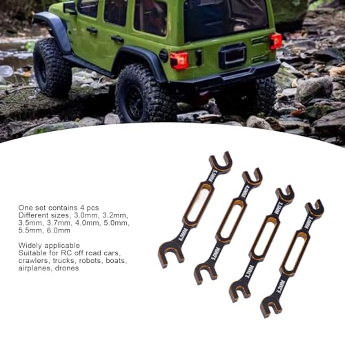 RC Tools, 4PCS RC Wrench Set Turnbuckle Nut Ball Joint Remover 3.0 3.2 3.5 3.7 4.0 5.0 5.5 6.0mm Aluminum Alloy Repair Tool for Remote Control Cars Drones Crawlers (Gold) - color: Gold