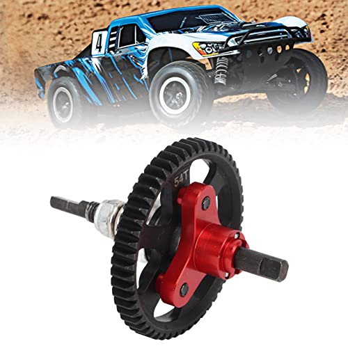 54T RC Differential Slipper Clutch, Diff Gear Spur Gear Assembly Aluminum Steel Differential Gear Slipper Clutch for 4x4 1/10 RC Car (Red) - color: Red