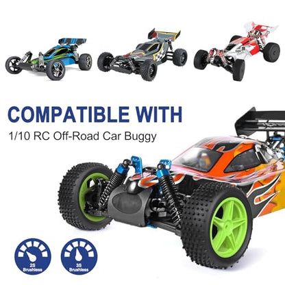 Preglued 1/10 Buggy Wheels and Tires Set 12mm Hex 3.35" / 85mm, Foam Inserts Replacement for RC Off-Road Car, Compatible with Traxxas, Arrma, Redcat, HSP, Losi, WLtoys 144001 4pcs (Color 03) - color: Color 03