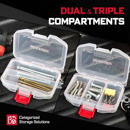 Geinxurn Small Parts Organizer, 4Pcs Plastic Transparent Portable Tools Boxes with Dividers for Small Accessories Storage Cases - style: Small-4pcs