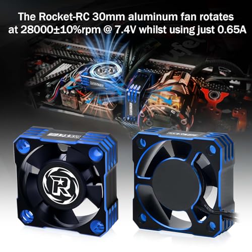 Surpass Hobby 30mm Motor Cooling Fan,28000RPM ESC Cooling Fan,Rc Heatsink for 1/8 1/10 1/12 RC Car 540 550 Brushless Motor (Black Blue) - color: blue