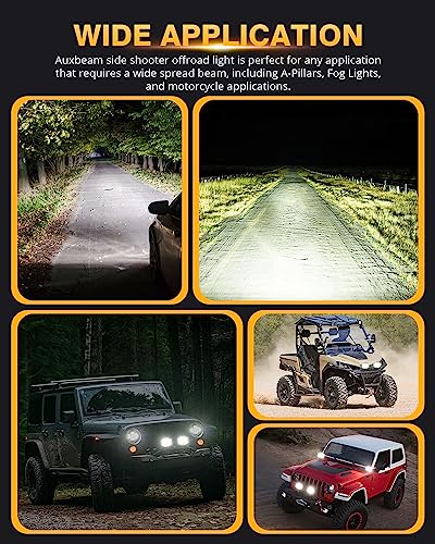 Auxbeam 5" 168W Round LED Offroad Light Pod with Amber DRL, V-MAX Series 16440LM Side Shooter LED Offroad with 270° Beam & Amber Covers, Auxiliary Driving Light for Truck ATV Jeep Ford | Spot Flood Combo Light Pods, 168W 16440LM Light Output, 3 Lighting M