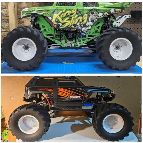 4PCS RC Monster Truck Tires and Hard Plastic Wheels Rims 12mm Hex Rubber Buggy Off Road Tyres with Foam for 1:10 Scale Truck Car Traxxas VXL 2WD Hoss 4x4 HSP HPI Tamiya Kyosho (White) - color: White