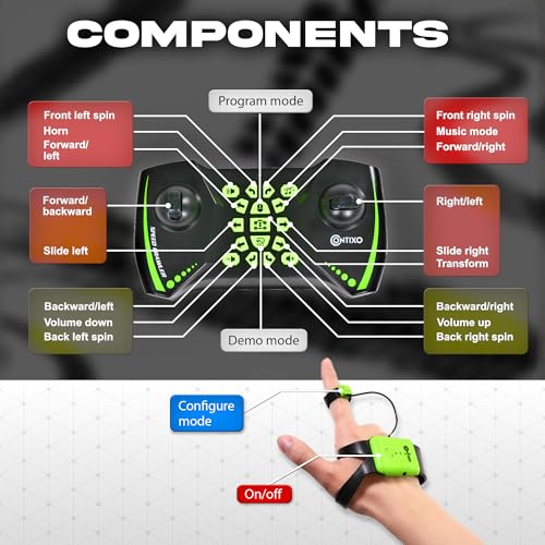 Contixo SC1 Large 1:12 Gesture Control RC Stunt Car for Kids, 4WD Remote Control Car with Hand Motion Sensor, Double-Sided Driving, 360° Rotating Flips, LED Lights, All Terrain RC Car for Boys, Green