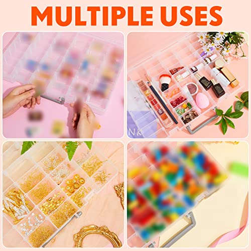 2 Pcs 48 Grids Plastic Bead Organizer Box with Divider, Clear - color: Clear