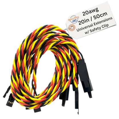 BackBayRC - 20in 20awg Male/Female w/Clip Universal Servo Extension - 5 Pack - style: 20in Male/Female Extension w/ Safety Clip