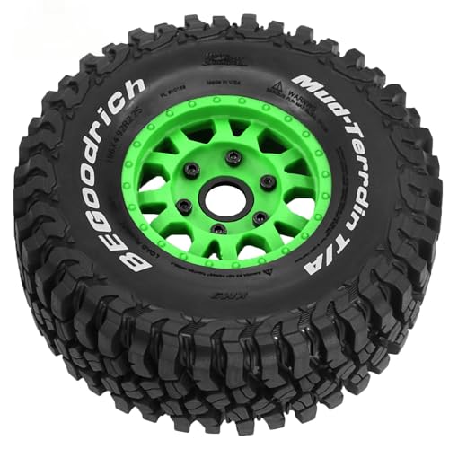 1/7 1/8 1/10 RC Short Course Truck Tires OD 4.96"And Wheels 12mm 14mm 17mm Hex For 1:10 1:8 1:7 Scale Off Road Truck Car ARRMA Mojave 4S 6S TRAXXAS Slash 2WD FS FSR Axial Losi Rc4wd (Green) - color: Green