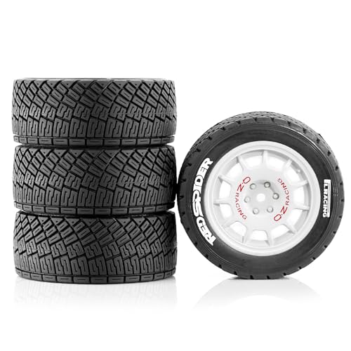 1/10 1/8 RC On-Road Tires 78mm OD RC Rally Racing Tyres 12mm Hex Plastics Wheel Tires Set Fit for 1/10 RC On-Road HPI CEN M-Sport WRC XTS-f10 ﻿ (White)