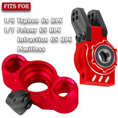 RC Aluminum Upgrades Part for 1/8 Typhon 6S BLX,1/7 Felony/Mojave/Infraction/Limitless 6S BLX,Front Knuckles Steering Blocks &Rear Hub Stub Axle Carriers Hops Up,Red - color: Red - (Upgrades)