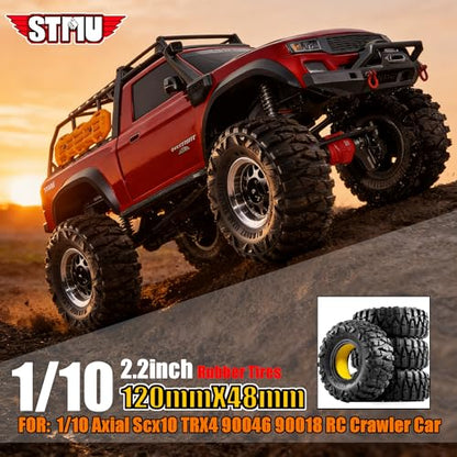 STMU 2.2'' Rock Crawler Tires OD 4.72'' With Super Soft Foam Iiner For 1/10 Rock Crawler Car Traxxas TRX4 RC4WD D90 Axial SCX10 II TF2 Gen8 Tamiya CC01 (Tires)