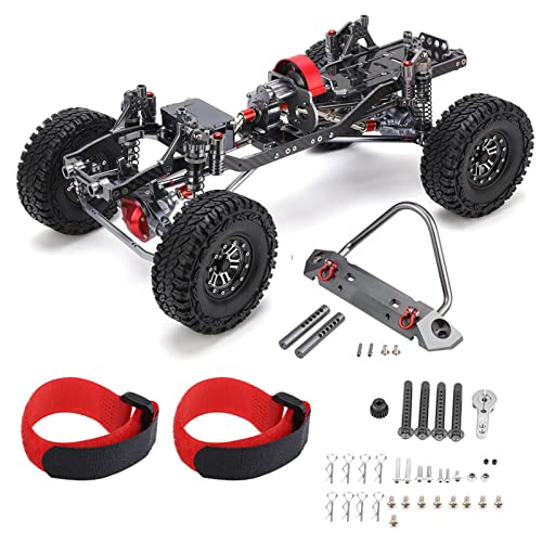 Brilluxa RC Crawler Chassis, Aluminum Alloy Carbon Fiber Ladder Frame and Chassis Rail Kit Compatible with Axial SCX10 RC Car, 313mm Wheelbase Rock Crawler Truck Upgrade Parts