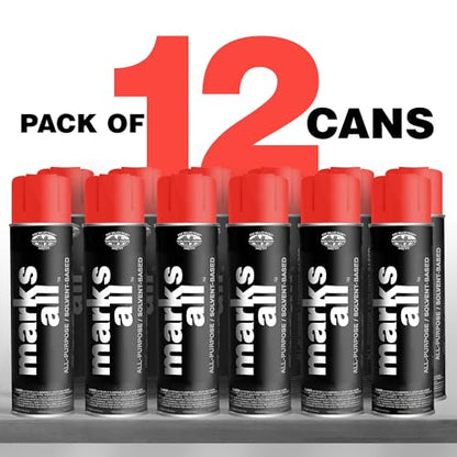 Fox Valley 18oz Marks All Solvent-Based Paint 12-Pack, Red Fluorescent - color: Red Fluorescent