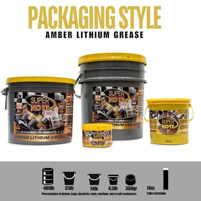 Multipurpose Lithium Grease Superkote 2000 | NLGI 2 | Lubricant Grease | Extreme Pressure | High Temperature | Heavy Duty | Bearing | Trailer Axle | Chassis | Automotive | Amber Grease | 360 gr Can