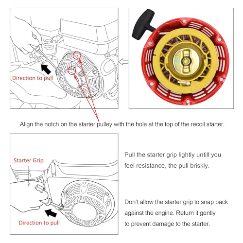 Strongthium GX160 GX200 Pull Start Recoil Starter Assembly | for Honda Predator Rato 212cc 196cc 6.5HP 7HP Go Kart Mini Bike Generators Red - size: Red