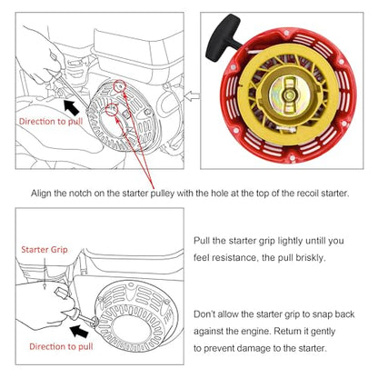 Strongthium GX160 GX200 Pull Start Recoil Starter Assembly | for Honda Predator Rato 212cc 196cc 6.5HP 7HP Go Kart Mini Bike Generators Red - size: Red