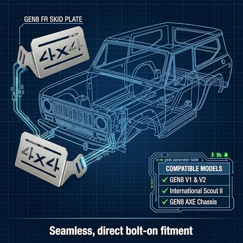 RC Crawler Front Skid Plate Servo Guard, Heavy Duty 304 Stainless Steel Protection Plate Compatible with Redcat GEN8 V2 & Axe Chassis, Upgrade Armor Parts